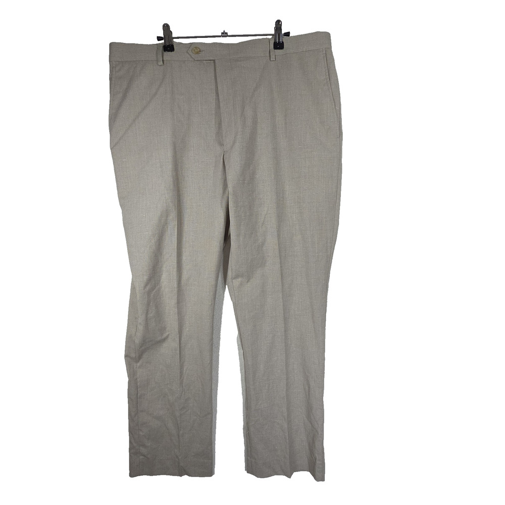 Vintage Axcess Mens Linen Pants 40x32 Beige Business Dress Pant Preppy Workwear